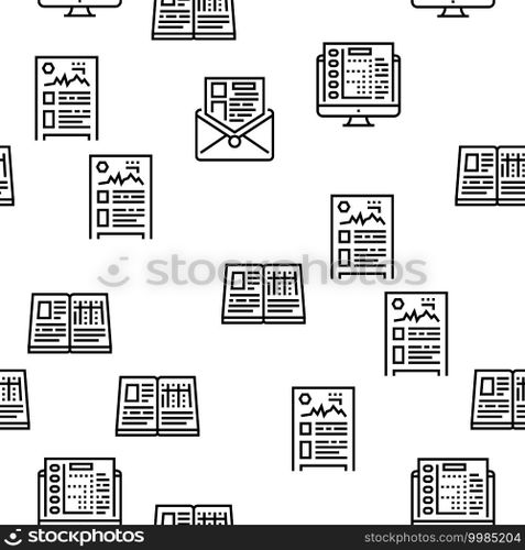 Reports Documentation Vector Seamless Pattern Thin Line Illustration. Reports Documentation Vector Seamless Pattern