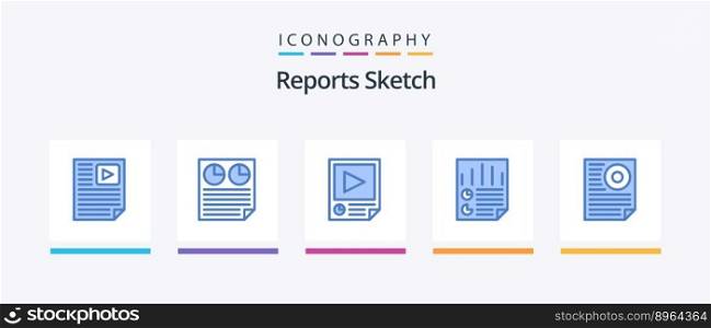 Reports Sketch Blue 5 Icon Pack Including page. data. pie. report. paper. Creative Icons Design