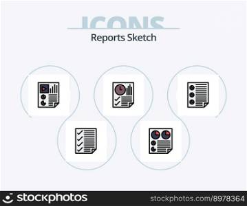 Reports Sketch Line Filled Icon Pack 5 Icon Design. page. bars. page. report. page