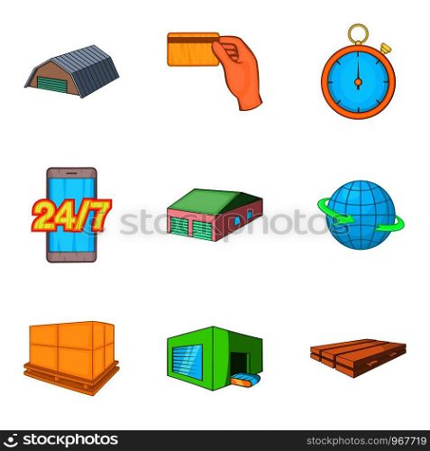 Repository icons set. Cartoon set of 9 repository vector icons for web isolated on white background. Repository icons set, cartoon style