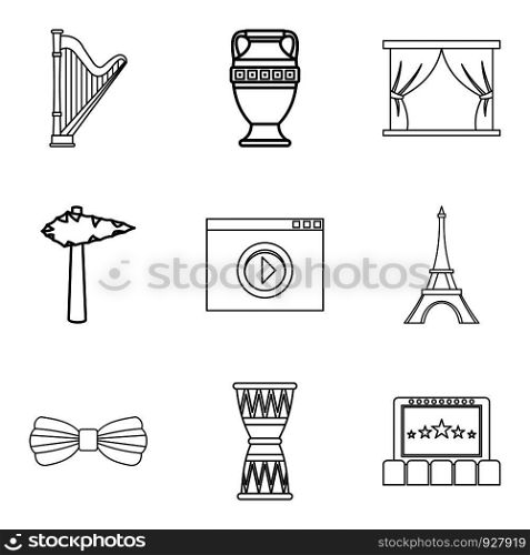 Reproduce icons set. Outline set of 9 reproduce vector icons for web isolated on white background. Reproduce icons set, outline style