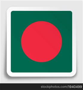 republic of Bangladesh flag icon on paper square sticker with shadow. Button for mobile application or web. Vector