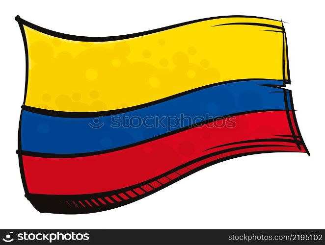 Republic of Colombia national flag created in graffiti paint style