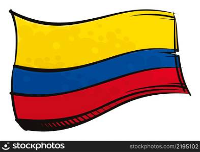 Republic of Colombia national flag created in graffiti paint style