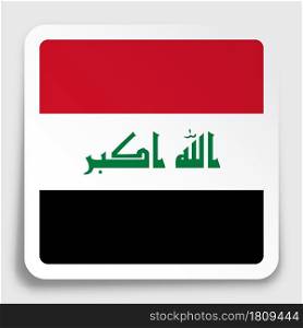 Republic of Iraq flag icon on paper square sticker with shadow. Button for mobile application or web. Vector