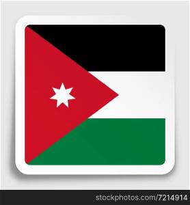 republic of JORDAN flag icon on paper square sticker with shadow. Button for mobile application or web. Vector