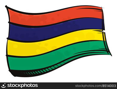 Republic of Mauritius national flag created in graffiti paint style