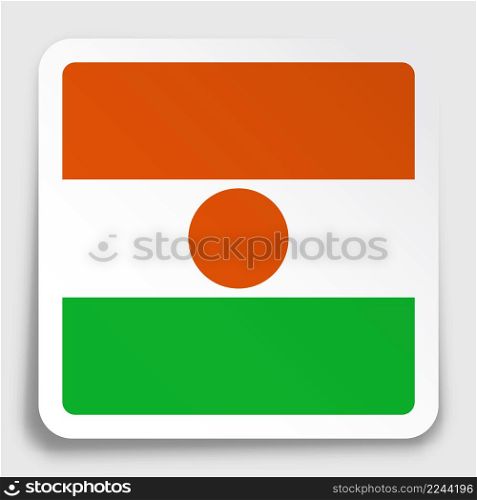 REPUBLIC OF Niger flag icon on paper square sticker with shadow. Button for mobile application or web. Vector