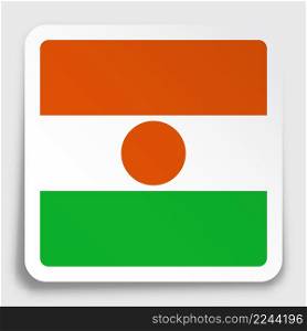 REPUBLIC OF Niger flag icon on paper square sticker with shadow. Button for mobile application or web. Vector
