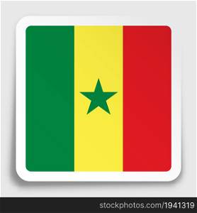 republic of Senegal flag icon on paper square sticker with shadow. Button for mobile application or web. Vector