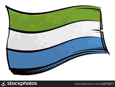 Republic of Sierra Leone national flag created in graffiti paint style