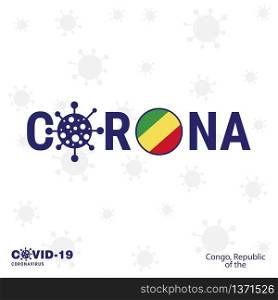 Republic of the Congo Coronavirus Typography. COVID-19 country banner. Stay home, Stay Healthy. Take care of your own health