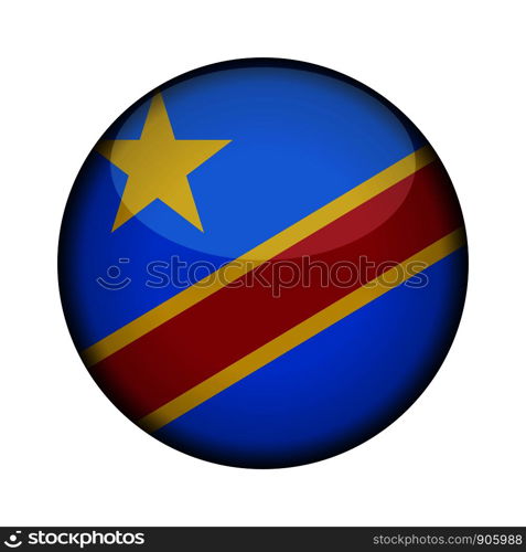 republic of the congo democratic Flag in glossy round button of icon. republic of the congo democratic emblem isolated on white background. National concept sign. Independence Day. Vector illustration.