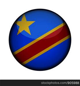republic of the congo democratic Flag in glossy round button of icon. republic of the congo democratic emblem isolated on white background. National concept sign. Independence Day. Vector illustration.