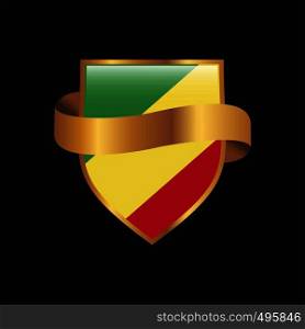 Republic of the Congo flag Golden badge design vector