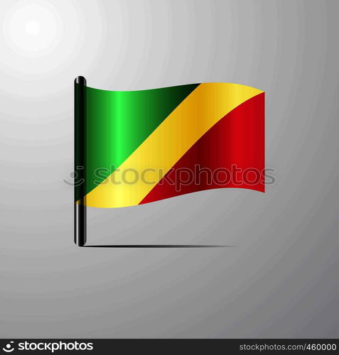 Republic of the Congo waving Shiny Flag design vector