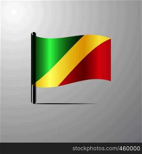 Republic of the Congo waving Shiny Flag design vector