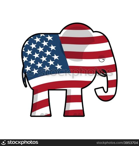 Republican Elephant. Symbol of political party in America. Political illustration for elections in America. USA Flag