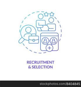 Requirement and selection blue gradient concept icon. Executive search. IT staffing process abstract idea thin line illustration. Isolated outline drawing. Myriad Pro-Bold font used. Requirement and selection blue gradient concept icon