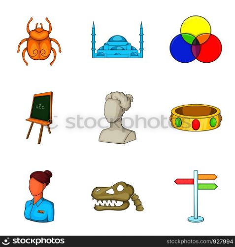 Requisite icons set. Cartoon set of 9 requisite vector icons for web isolated on white background. Requisite icons set, cartoon style