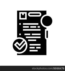 requisition review glyph icon vector. requisition review sign. isolated contour symbol black illustration. requisition review glyph icon vector illustration