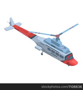 Rescue helicopter icon. Isometric of rescue helicopter vector icon for web design isolated on white background. Rescue helicopter icon, isometric style