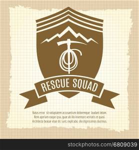 Rescue squad retro badge design. Rescue squad retro badge design on vintage style background. Vector illustration