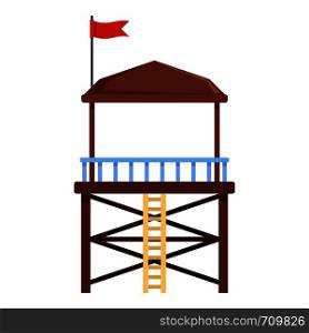 Rescue tower icon. Flat illustration of rescue tower vector icon for web. Rescue tower icon, flat style