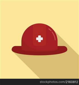 Rescuer helmet icon flat vector. Fireman hat. Rescue fighter. Rescuer helmet icon flat vector. Fireman hat