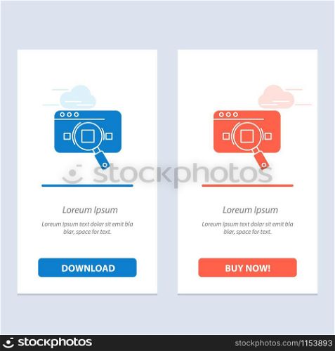 Research, Analytic, Analytics, Data, Information, Search, Web Blue and Red Download and Buy Now web Widget Card Template