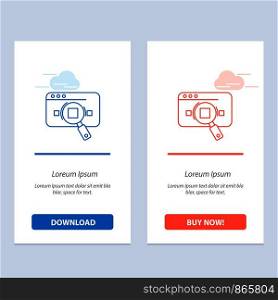 Research, Analytic, Analytics, Data, Information, Search, Web Blue and Red Download and Buy Now web Widget Card Template