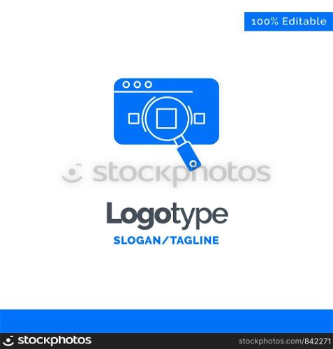Research, Analytic, Analytics, Data, Information, Search, Web Blue Solid Logo Template. Place for Tagline