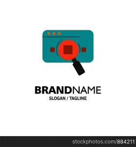 Research, Analytic, Analytics, Data, Information, Search, Web Business Logo Template. Flat Color