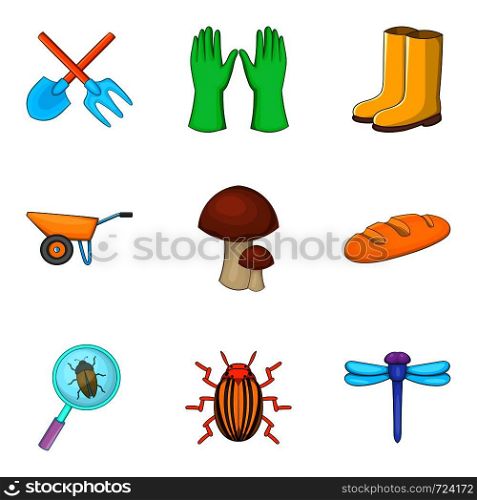 Research beetles icons set. Cartoon set of 9 research beetles vector icons for web isolated on white background. Research beetles icons set, cartoon style