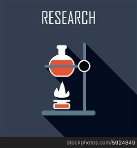 Research. Flat icon. Vector illustration