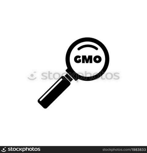 Research Gmo, Scientific Magnifying Glass. Flat Vector Icon illustration. Simple black symbol on white background. Research Gmo, Magnifying Glass sign design template for web and mobile UI element. Research Gmo, Scientific Magnifying Glass Flat Vector Icon