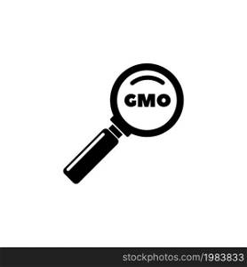 Research Gmo, Scientific Magnifying Glass. Flat Vector Icon illustration. Simple black symbol on white background. Research Gmo, Magnifying Glass sign design template for web and mobile UI element. Research Gmo, Scientific Magnifying Glass Flat Vector Icon