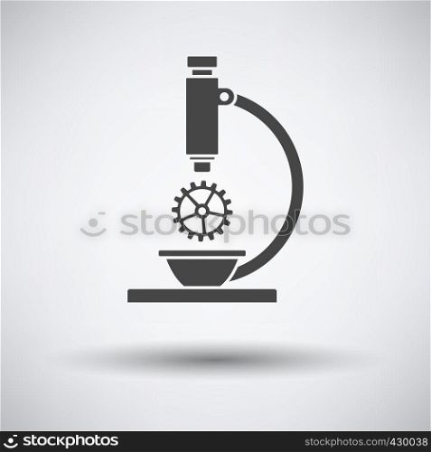 Research Icon on gray background, round shadow. Vector illustration.