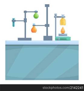 Research lab table icon cartoon vector. Scientist laboratory. Chemistry test. Research lab table icon cartoon vector. Scientist laboratory
