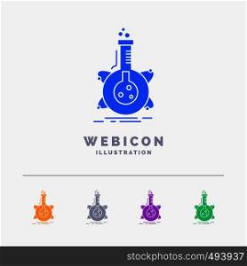 research, laboratory, flask, tube, development 5 Color Glyph Web Icon Template isolated on white. Vector illustration. Vector EPS10 Abstract Template background
