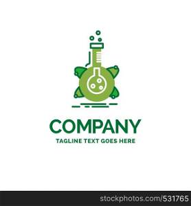research, laboratory, flask, tube, development Flat Business Logo template. Creative Green Brand Name Design.
