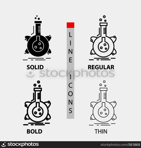 research, laboratory, flask, tube, development Icon in Thin, Regular, Bold Line and Glyph Style. Vector illustration. Vector EPS10 Abstract Template background