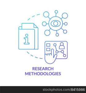 Research methodologies blue gradient concept icon. Learning strategy. Advantage of case study abstract idea thin line illustration. Isolated outline drawing. Myriad Pro-Bold font used. Research methodologies blue gradient concept icon