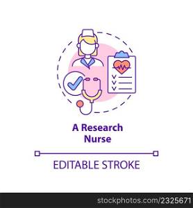 Research nurse concept icon. Clinical studies advantage for patients abstract idea thin line illustration. Isolated outline drawing. Editable stroke. Arial, Myriad Pro-Bold fonts used. Research nurse concept icon