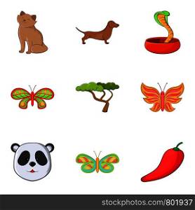 Research on animal icons set. Cartoon set of 9 research on animal vector icons for web isolated on white background. Research on animal icons set, cartoon style