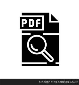 research pdf file document glyph icon vector. research pdf file document sign. isolated contour symbol black illustration. research pdf file document glyph icon vector illustration