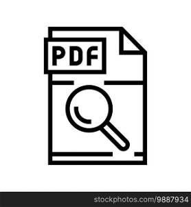 research pdf file document line icon vector. research pdf file document sign. isolated contour symbol black illustration. research pdf file document line icon vector illustration