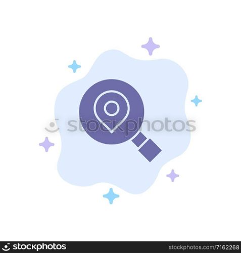 Research, Search, Map, Location Blue Icon on Abstract Cloud Background