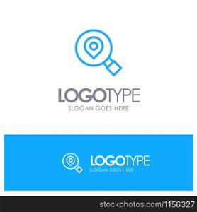 Research, Search, Map, Location Blue outLine Logo with place for tagline