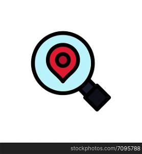 Research, Search, Map, Location Flat Color Icon. Vector icon banner Template